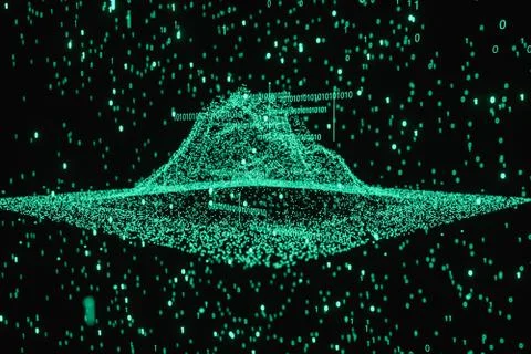 Glowing binary digit with dark background, 3d rendering イラスト素材