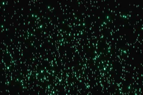 Glowing binary digit with dark background, 3d rendering イラスト素材