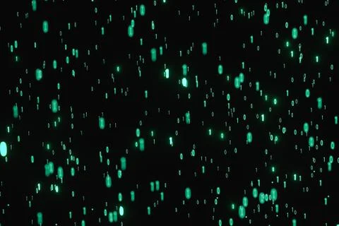 Glowing binary digit with dark background, 3d rendering イラスト素材