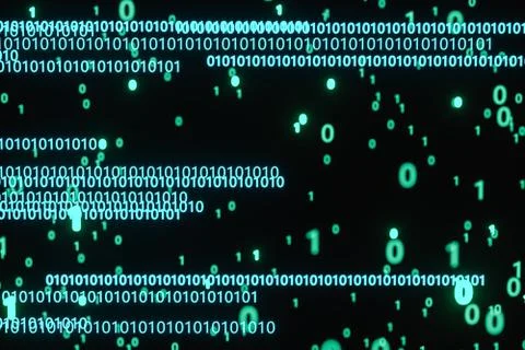 Glowing binary digit with dark background, 3d rendering Stock Illustration