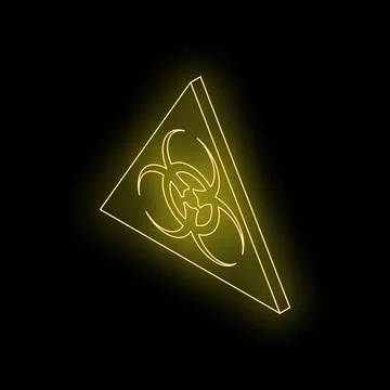 Glowing biohazard symbol on triangular surface, representing biological dange Illustrazione stock