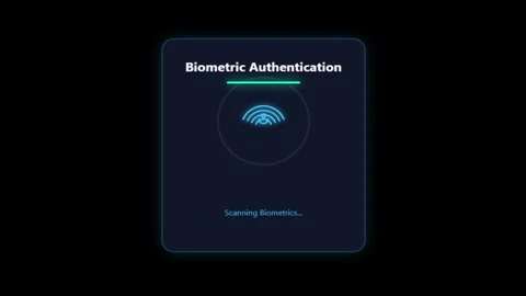 Glowing biometric authentication and security scan user interface with scan.. Stock Footage 343507285