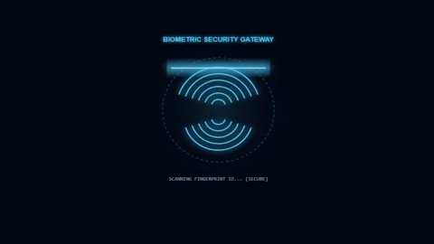 Glowing biometric security gateway fingerprint scanner UI animation with sc.. Stock Footage 343507355
