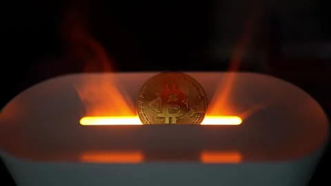 Glowing Bitcoin Coin on Smooth Surface, A glowing Bitcoin coin standing upr.. Vídeo Stock 304876512