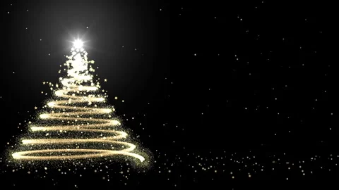 Glowing Black Christmas Tree Animation, Magic Particles, Copy Space Stock Footage 255082969