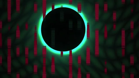 Glowing black circle with red code background. 스톡 동영상 336695244