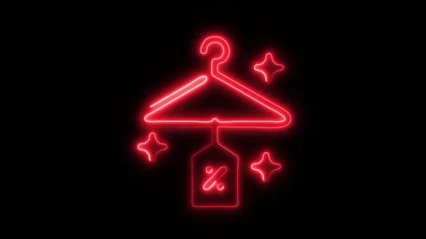 Glowing Black Friday Clothes Hanger Icon in HD Video Neon Animation Stock Footage 304555968