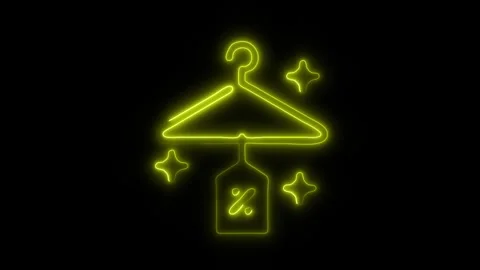 Glowing Black Friday Clothes Hanger Icon in HD Video Neon Animation 库存影片 304555970