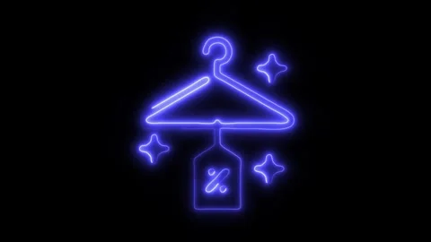 Glowing Black Friday Clothes Hanger Icon in HD Video Neon Animation Vídeos de archivo 304555971