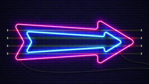 Glowing, blinking neon arrow Video stock 134009109