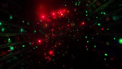 Glowing blinking neon lights tunnel 3d illustration background wallpaper Stock Illustration