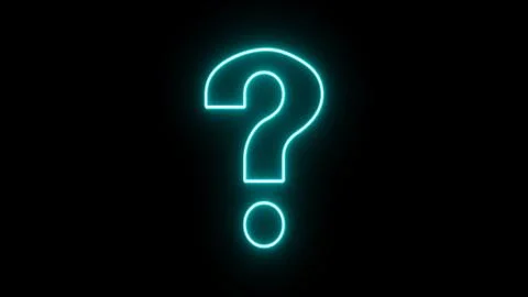 Glowing blinking neon question mark on alpha channel background. Flickering.. Stock Illustration