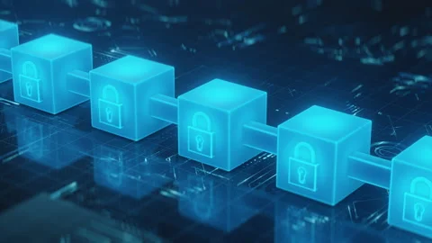 Glowing Blockchain Blocks Representing Digital Security Stock Footage 318539913