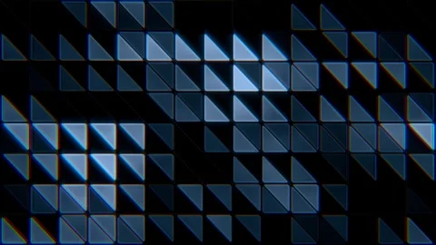 Glowing Blue Abstract Geometric Triangle Grid with Glitch Effect Video stock 346885870