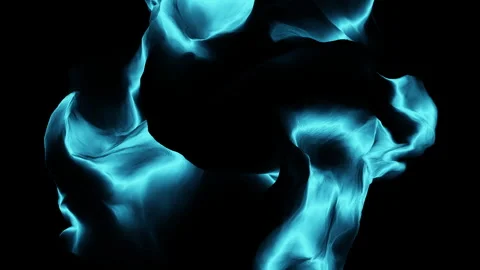 Glowing blue abstract light waves flowing in dark organic cave like background Stock Footage 334139791