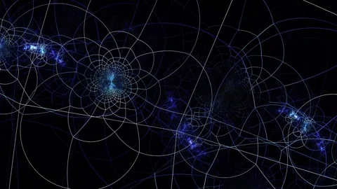 Glowing Blue Abstract Network Lines and Circular Digital Pattern Background Stock Footage 345952378