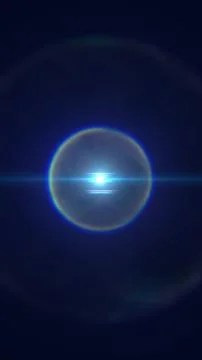 Glowing blue abstract orb with lens flare, circular halo, and futuristic co.. Stock Illustration