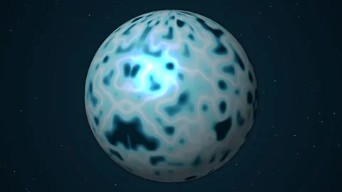 Glowing blue abstract sphere with dark patterns in space. 2d animation Stock Footage 341802592