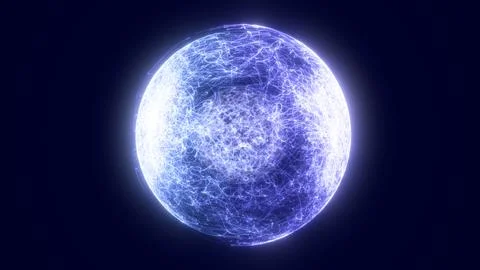 Glowing blue abstract sphere with dense electric filaments and radiant core.. Stock Illustration