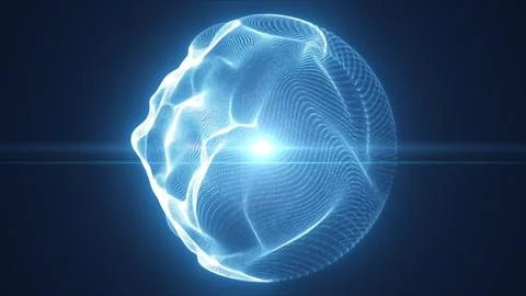 Glowing blue abstract sphere with fluid plasma texture and bright inner fla.. 库存插图