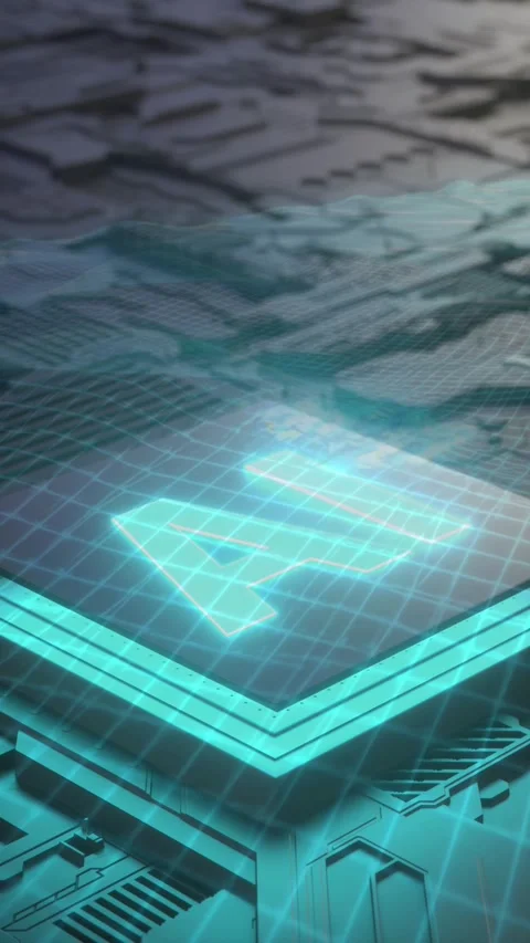 Glowing Blue AI Computer Microchip Processor On Futuristic Circuit Board Vídeo Stock 336042592