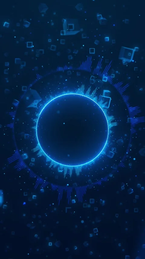 Glowing Blue AI Energy Sphere with Floating Digital Squares 스톡 동영상 341367778