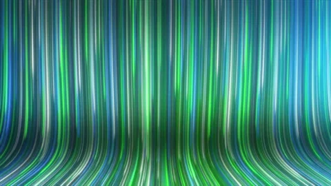 Glowing Blue and Green Lines Curved Flow Animation. Data Flow Concept. 4K Stock Footage 204944400