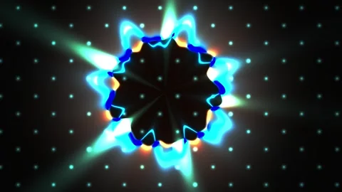 Glowing blue and orange abstract star shape on black background with white .. Stock Footage 335514217