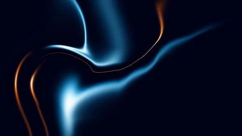 Glowing blue and orange light trails on dark background Ilustração Stock