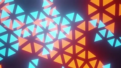 Glowing Blue and Orange Triangles Stock Footage 168484992