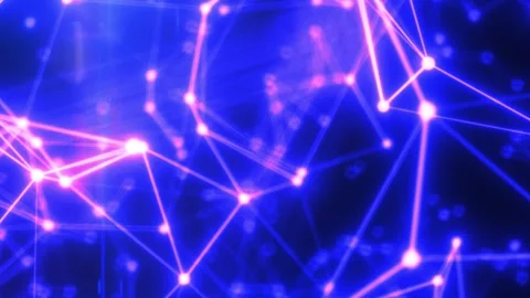 Glowing blue and pink network of connected light nodes Stock Footage 321050756