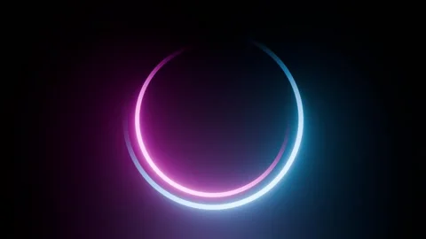 Glowing blue and pink thin circles rotating in opposite directions Stock Footage 320625127
