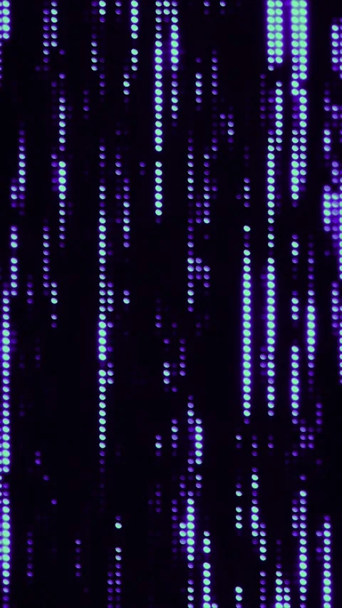 Glowing blue and violet dots fall vertically Video stock 332245429