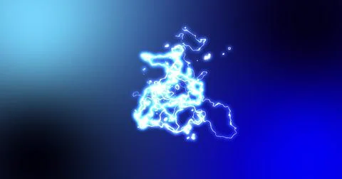 Glowing blue and white bundle of lively electrical current moving on blue Stock Illustration