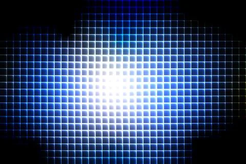 Glowing blue and white grid of rounded squares with bright center rounded c.. Stock Illustration