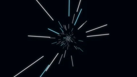 Glowing blue and white light streaks zooming in hyperspace Stock Footage 336349636