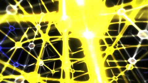 Glowing Blue and Yellow Digital Network Grid Abstract Technology Background Stock Footage 343700034