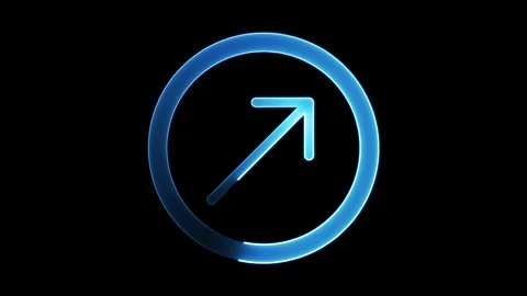 Glowing blue arrow in circle on black background Stock Footage 275663972