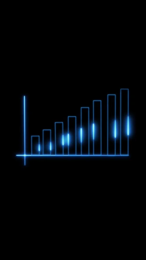 Glowing Blue Bar Chart Neon Light Effect on vertical mobile video Black Bac.. Stock Footage 344732247