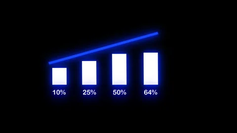 Glowing blue bar chart showing upward growth and progress Stock Footage 339829819