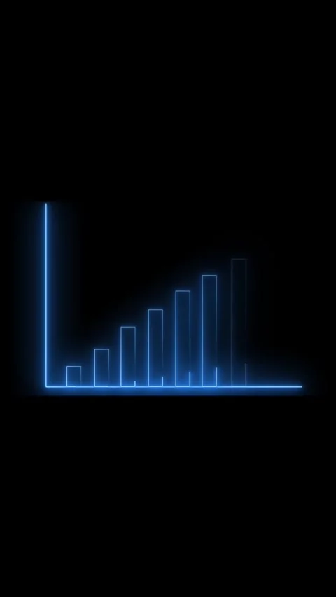Glowing blue bar graph on black background Stock Footage 337461621