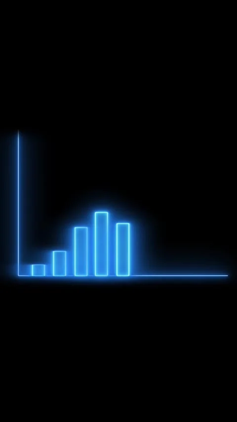 Glowing blue bar graph on black background Stock Footage 337461687