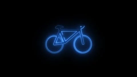 Glowing blue bicycle outlines moving smoothly against a dark backdrop signi.. Vídeo Stock 339831246
