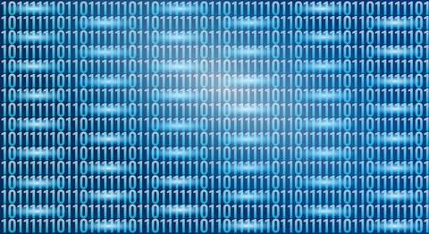 Glowing blue binary code background representing digital data flow Stock Illustration
