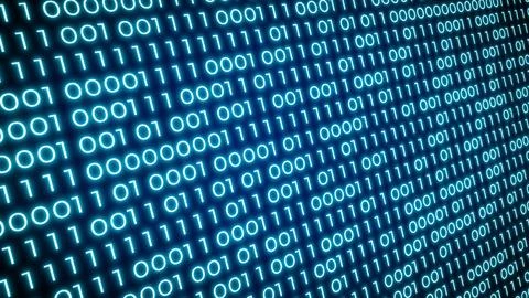 Glowing Blue Binary Code Flow for Digital Data and Cyber Technology Background Stock Illustration