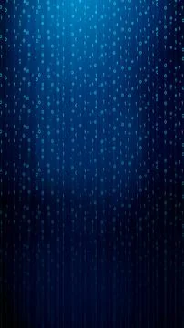 Glowing blue binary code numbers 1 and 0 falling vertically. Abstract techn.. 스톡 일러스트