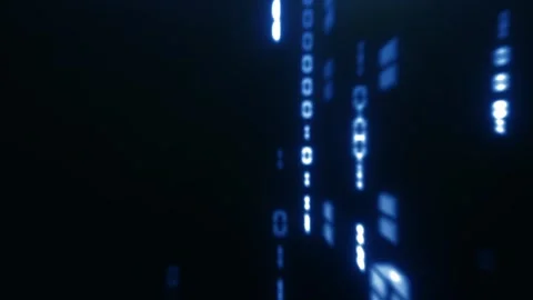 Glowing Blue Binary Code Streams Futuristic Digital Rain Creating Immersive.. Vídeos de archivo 314069389