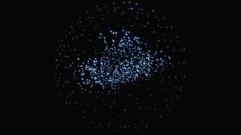 Glowing blue binary digits rotating in a spherical particle cloud Stock Footage 346663081