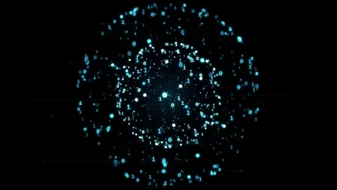 Glowing Blue Binary Numbers Sphere Rotating Digital Motion Graphics Stock Footage 346797422