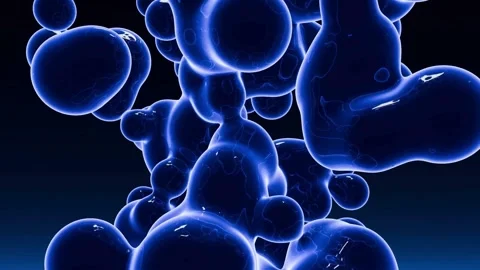 Glowing Blue Bio Cell Abstract Motion Stockbeeldmateriaal 348862991